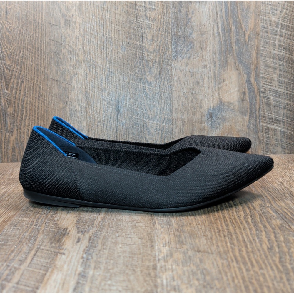 Rothy's The Point II Ballet Flat Black Knit Women Size 10 With In Love Insoles - Picture 2 of 13